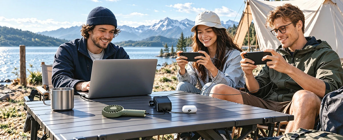 avepower dx273 50000mah power bank with built-in charging cables