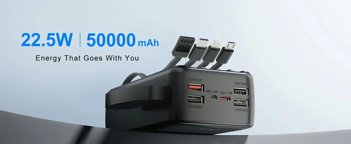 avepower dx273 50000mah power bank charging a smartphone