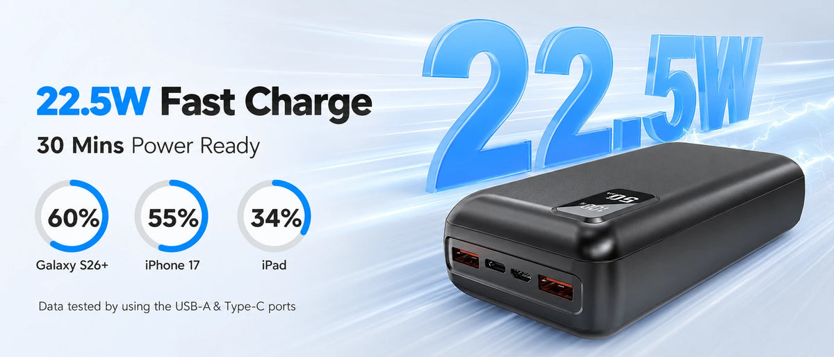 avepower y67 power bank charging a smartphone via usb-c
