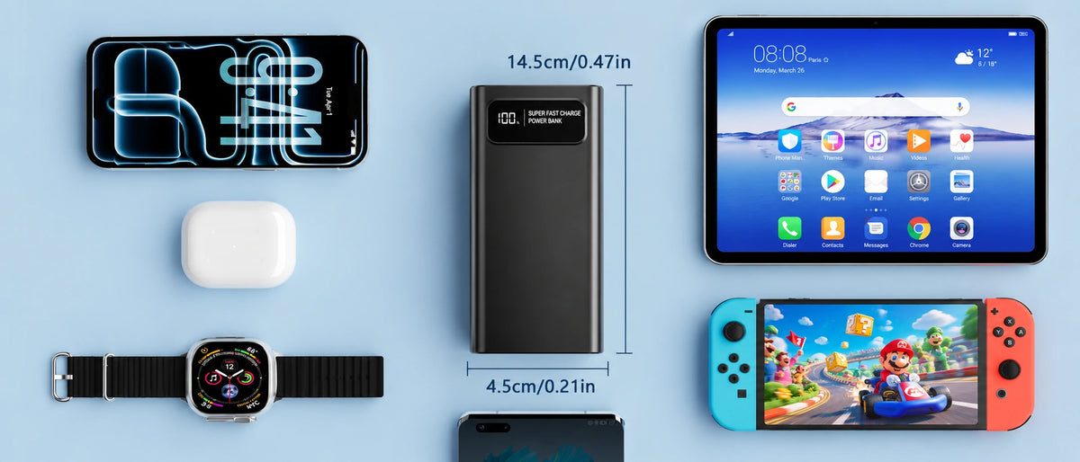 high capacity portable charger with led display