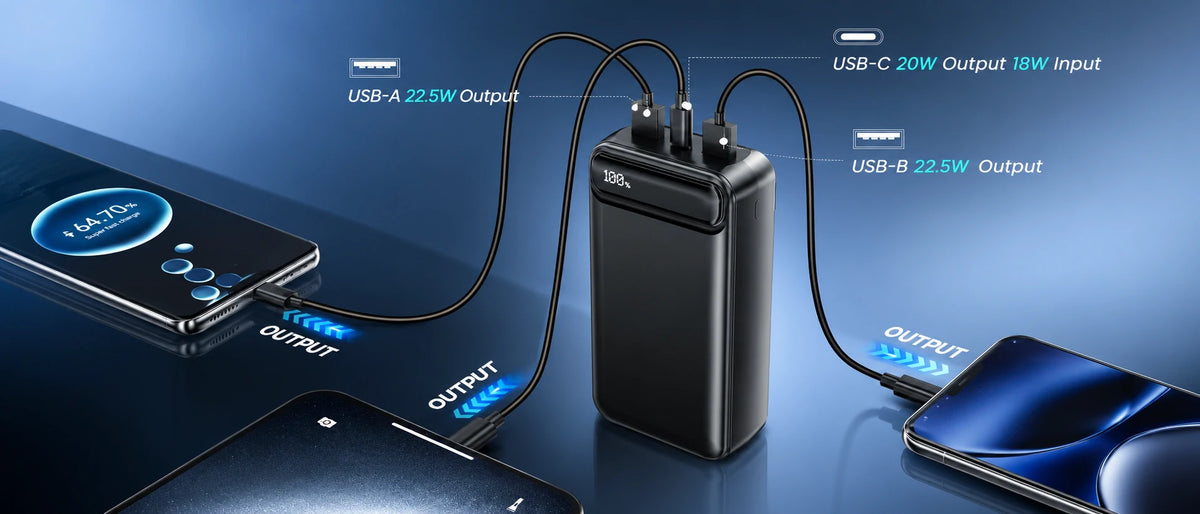 22.5w fast charging power bank for multiple devices
