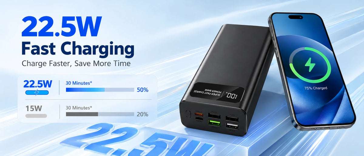 22.5w power bank with smart battery percentage display