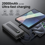 black 20000mah power bank with digital display