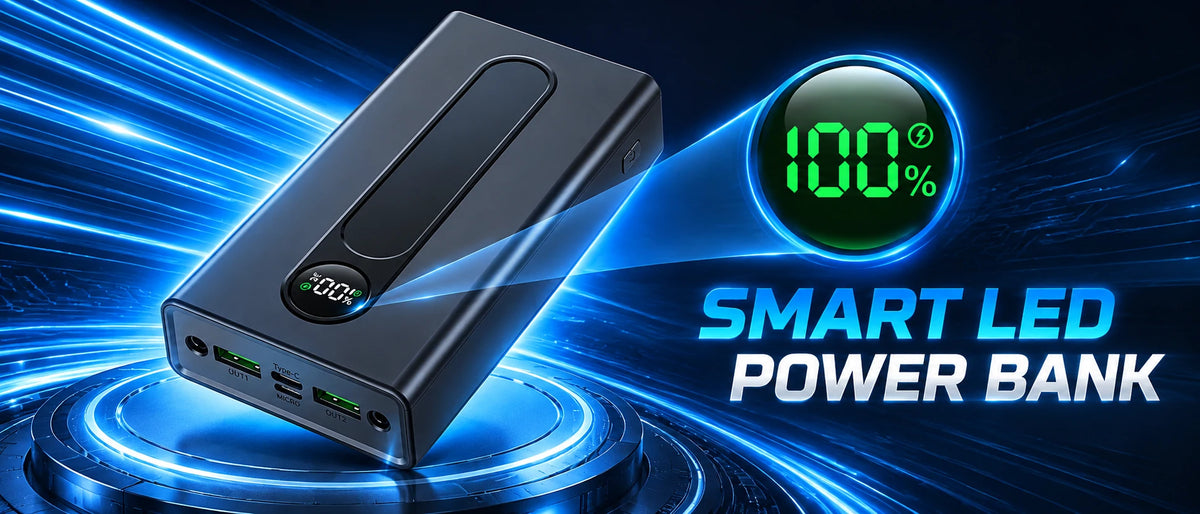 portable charger with digital battery percentage display