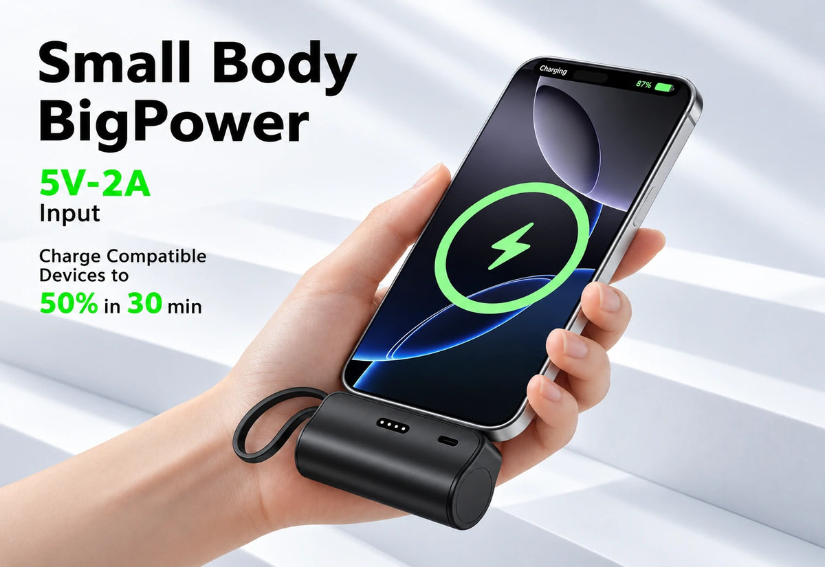 avepower k188 5000mah compact power bank charging a smartphone
