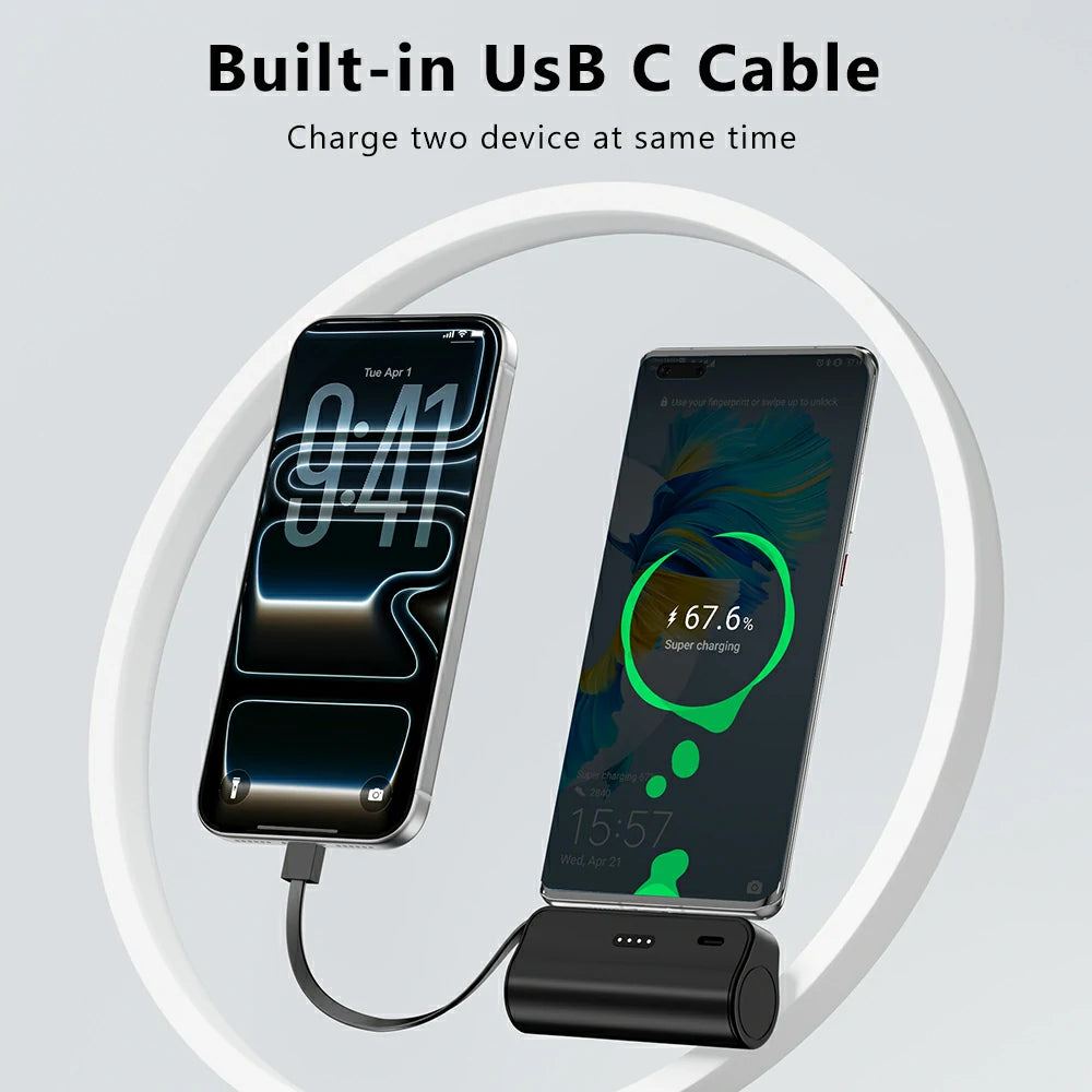 avepower k188 5000mah power bank with integrated 8-pin charging cable