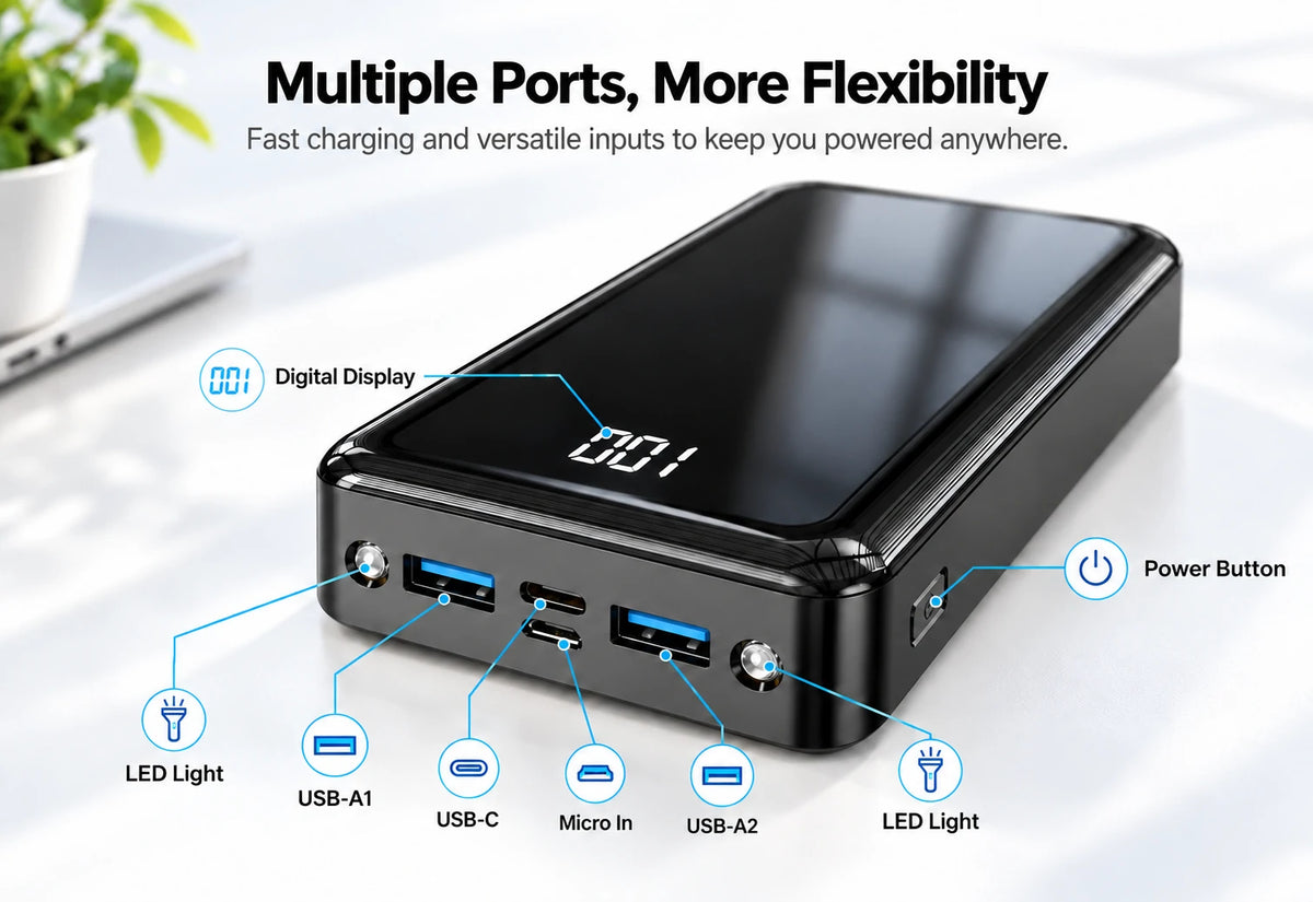 avepower t82 20000mah power bank with 22.5w fast charging output